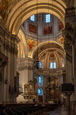 Altar under dome inside Salzburg Cathedral hall vaultのeditorial素材