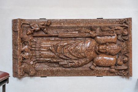 Stone slate of Saint Peter at church Stiftskirche St. Peter und Johannes der Taufer
