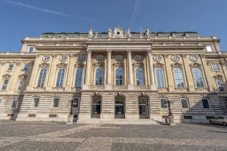Facade of Buda palace overlooking Hunyadi courtyardのeditorial素材