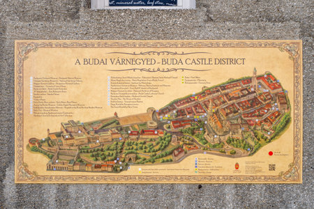Map of Buda castle district on Tarnok street on the hill in budapest