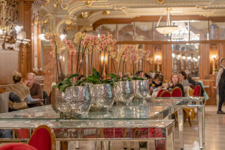 Luxury golden hall inside New York Cafe in Budapestのeditorial素材