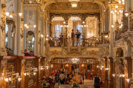 Luxury golden hall inside New York Cafe in Budapest