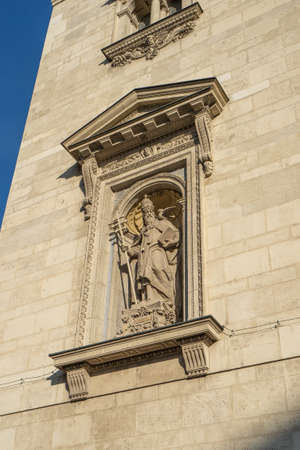 Statue of St. Gregory on the wall of St. Stephen's Basilicaのeditorial素材