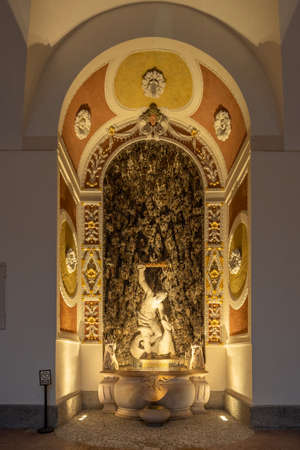 Illuminated fountain at Residenzgalerie yardのeditorial素材
