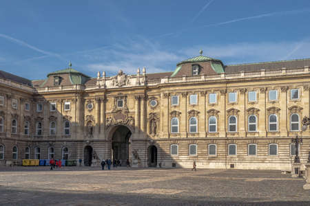 South side of The Lion's Gate at Buda Palace on the hill in budapestのeditorial素材