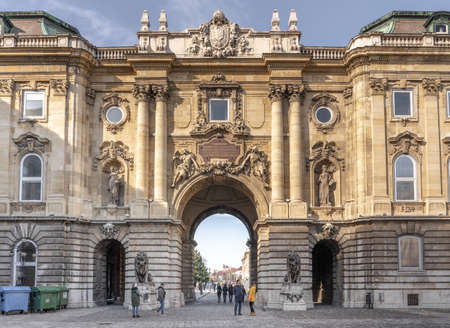 South side of The Lion's Gate at Buda Palace on the hill in budapestのeditorial素材