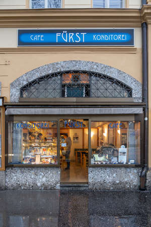 Feb 3, 2020 - Salzburg, Austria: First and original Cafe Konditorei in Salzburg city center famous for its chocolate Mozartkugelのeditorial素材