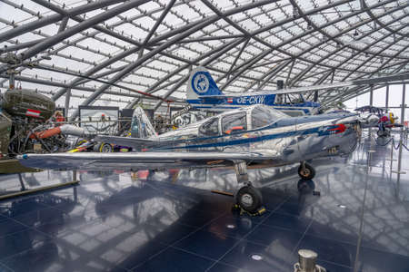 Feb 3, 2020 - Salzburg, Austria: Swift 125 airplane in display in Flying bulls Hangar-7 center hallのeditorial素材