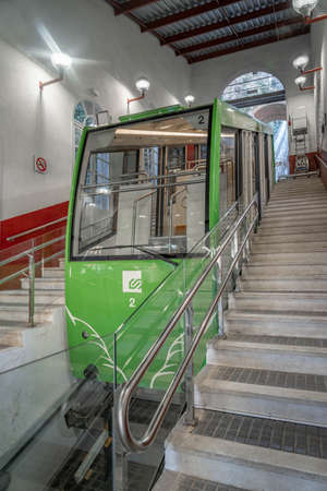 Montserrat, Spain - Feb 23, 2020: Fuunicular carriage in station on Montserrat near Barcelona in Spainのeditorial素材