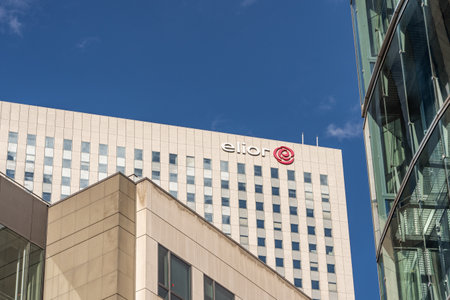 Paris, France - Jun 13, 2020: Tour Egee Regus Elior buidling in sun light La Defense areaのeditorial素材