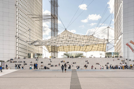 Paris, France - Jun 13, 2020: Crowds in La Defense after corona virus lockdownのeditorial素材