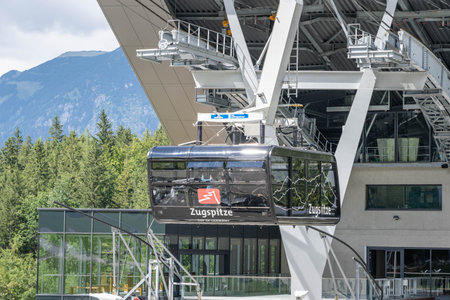 Grainau, Germany - Zugspitze cable car going upward to Top of Germanyのeditorial素材