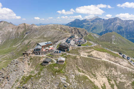 Grossglockner, Austria - Aug 8, 2020: Aerial panoramic view of Edelweissspitze view point in sunny summerのeditorial素材