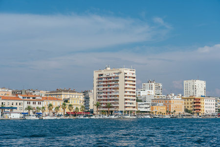 Zadar, Croatia - Aug 13, 2020: Residents building in new town by harbourのeditorial素材