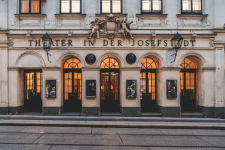 Vienna, Austria - Feb 7, 2020: Facade of Theater in der Josefstadt in city center in early morning in winterのeditorial素材