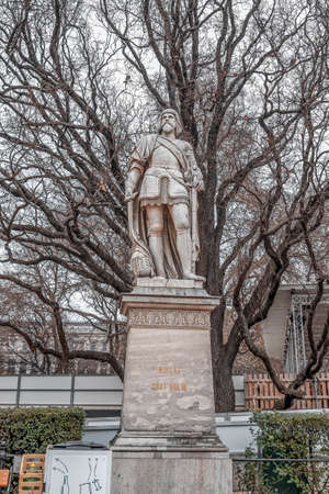 Vienna, Austria - Feb 7, 2020: Statue of Niklas Craf Salm outside city hall in winter morningのeditorial素材