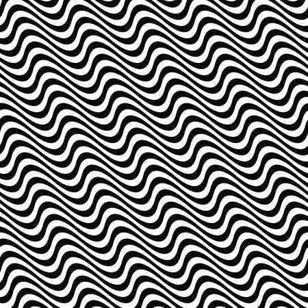 Black white seamless wave patternのイラスト素材