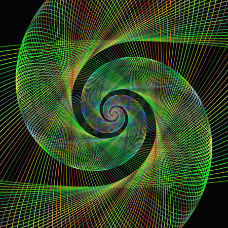 Green wired fractal spiral design backgroundのイラスト素材