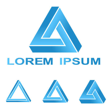 Blue Penrose triangle technology company symbol design setのイラスト素材