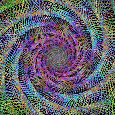 Multicolor wired fractal spiral background design