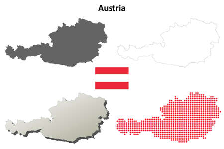 Austria outline map setのイラスト素材