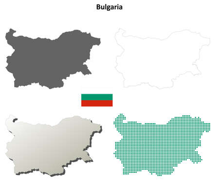 Bulgaria outline map setのイラスト素材