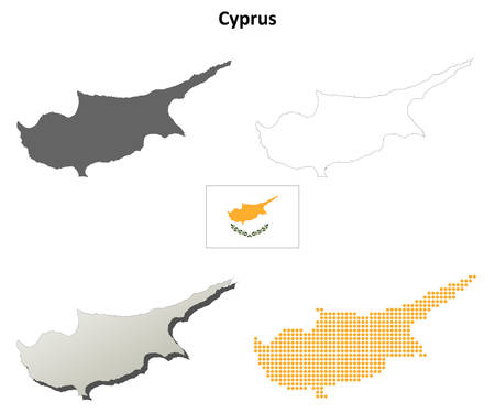 Cyprus outline map setのイラスト素材
