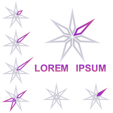 Purple and grey star company logo design setのイラスト素材