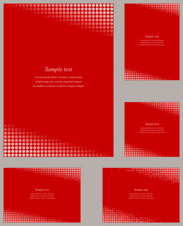 Red circle mosaic page corner design template setのイラスト素材