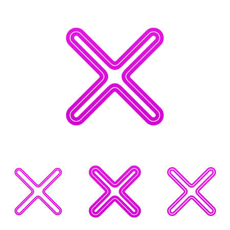 Magenta line close symbol logo design setのイラスト素材