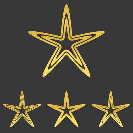 Golden line star logo icon design setのイラスト素材