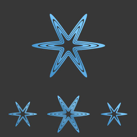 Blue line star logo icon design setのイラスト素材