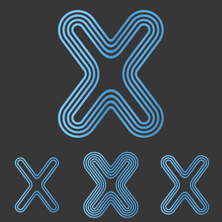 Blue line letter x logo design setのイラスト素材