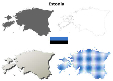 Estonia blank detailed vector outline map setのイラスト素材
