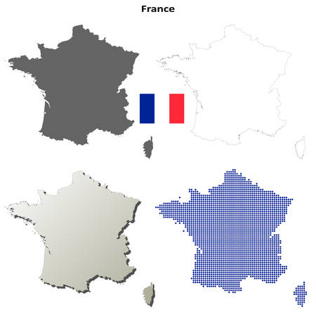 France blank detailed vector outline map setのイラスト素材