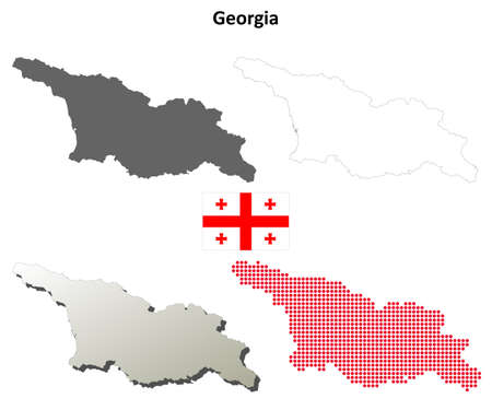 Georgia blank detailed vector outline map setのイラスト素材