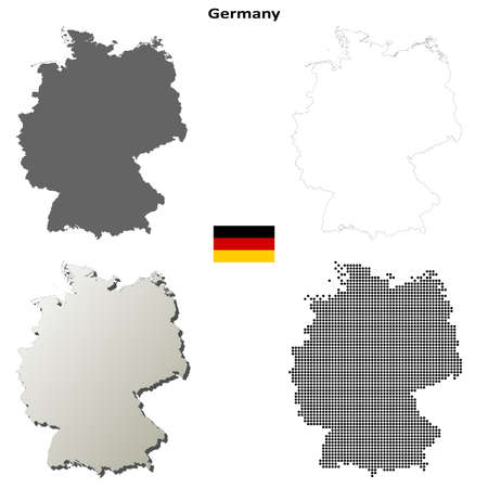 Germany blank detailed vector outline map setのイラスト素材