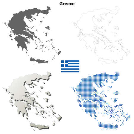 Greece blank detailed vector outline map setのイラスト素材