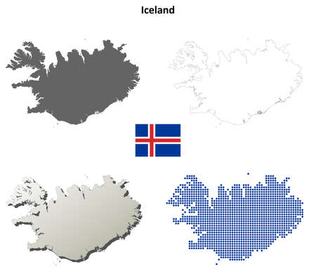 Iceland outline map setのイラスト素材