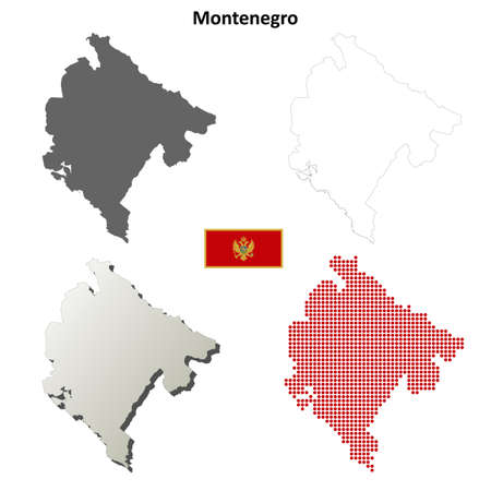 Montenegro outline map setのイラスト素材