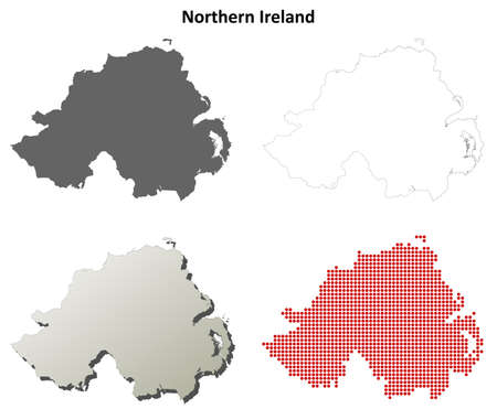 Northern Ireland blank detailed outline map setのイラスト素材