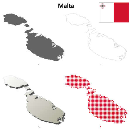 Malta outline map setのイラスト素材