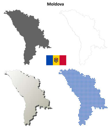 Moldova outline map setのイラスト素材