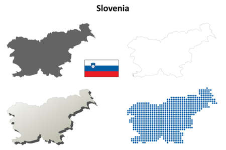 Slovenia outline map setのイラスト素材