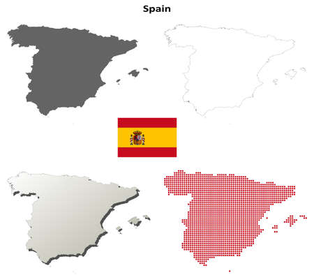 Spain outline map setのイラスト素材