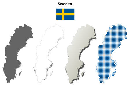 Sweden outline map setのイラスト素材