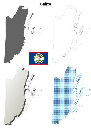 Belize blank detailed vector outline map setのイラスト素材