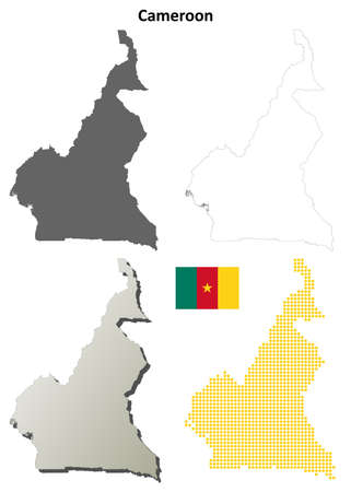 Cameroon blank detailed vector outline map setのイラスト素材