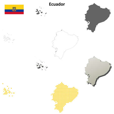Ecuador blank detailed vector outline map setのイラスト素材