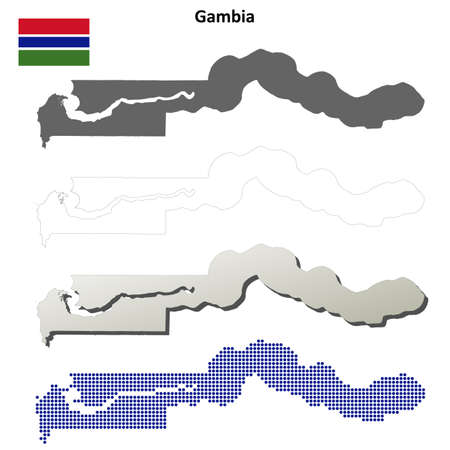 Gambia blank detailed vector outline map setのイラスト素材